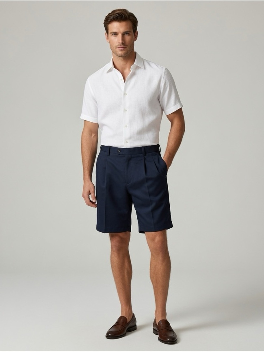 Roundtree & Yorke Navy Flat Front Men's Shorts